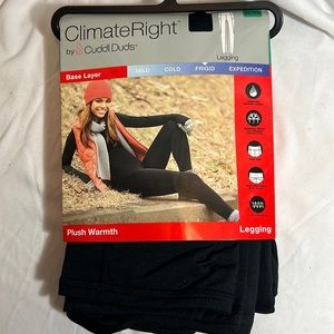NEW Climate Right Cuddl Duds Plush Warmth Black Leggings